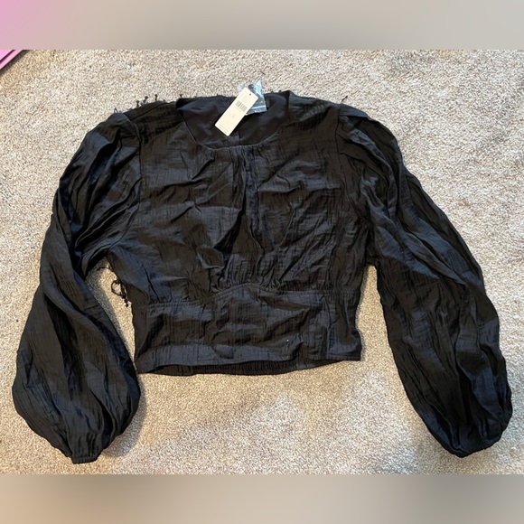 NWT Anthropologie Current Air collab - sequin open-back top with bishop sleeves - Picture 5 of 13